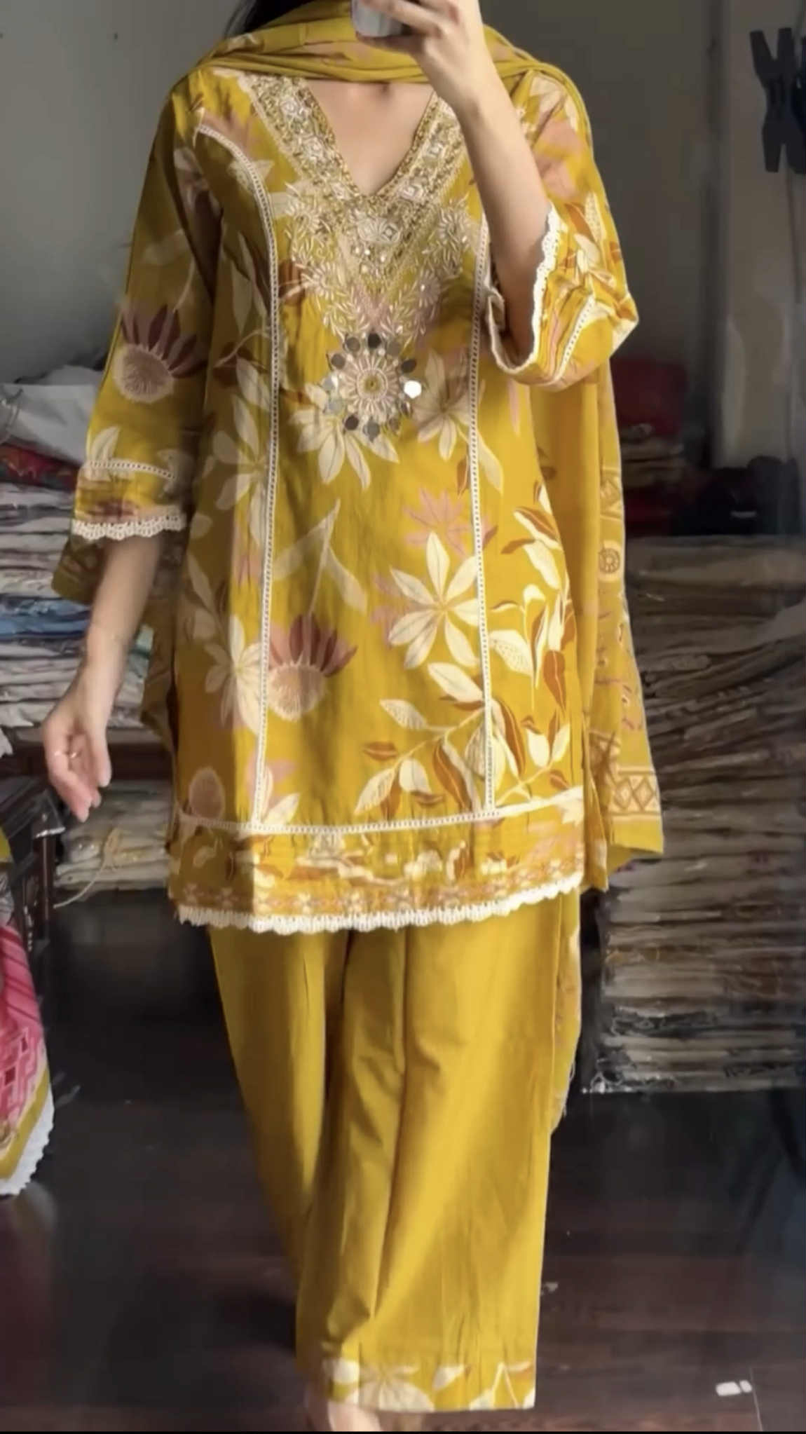 AATIKA YELLOW 3 PCS SUIT SET