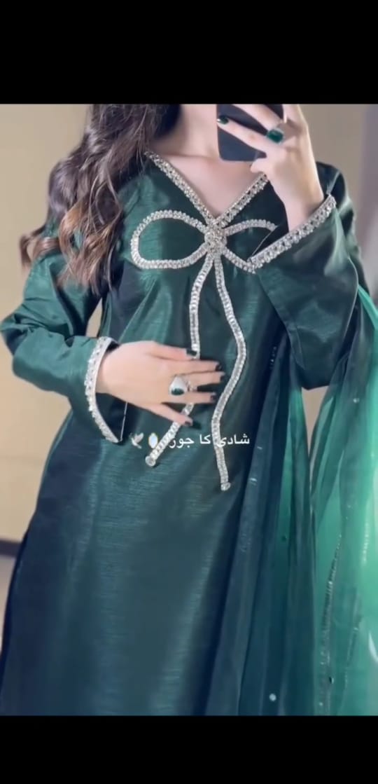 Forest Green Embroidered 3pc Suit