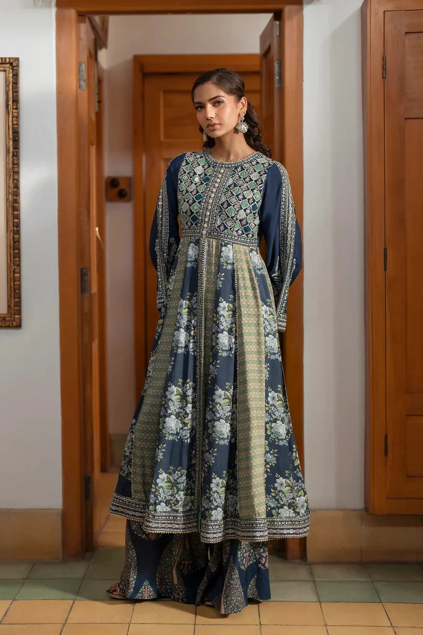 Embroidered Pishwas Set – Cobalt Blue
