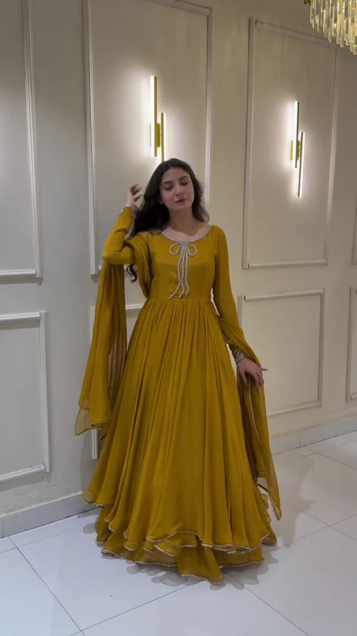 YELLOW EMBROIDERED 3PC SUIT