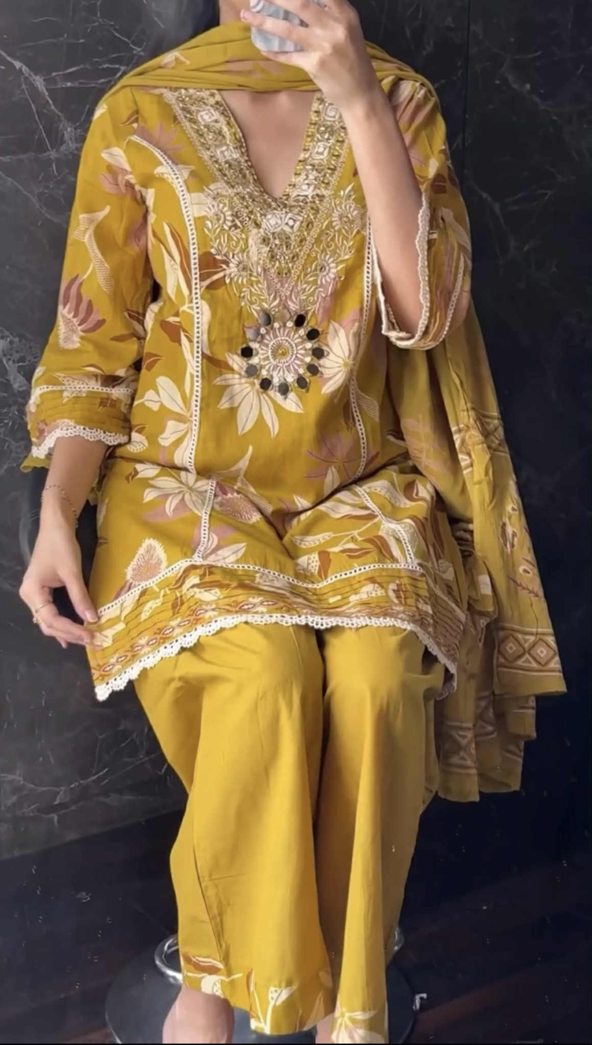 AATIKA YELLOW 3 PCS SUIT SET