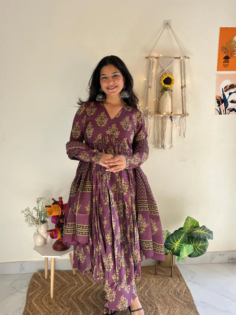 Roshni Purple Printed Suit Set