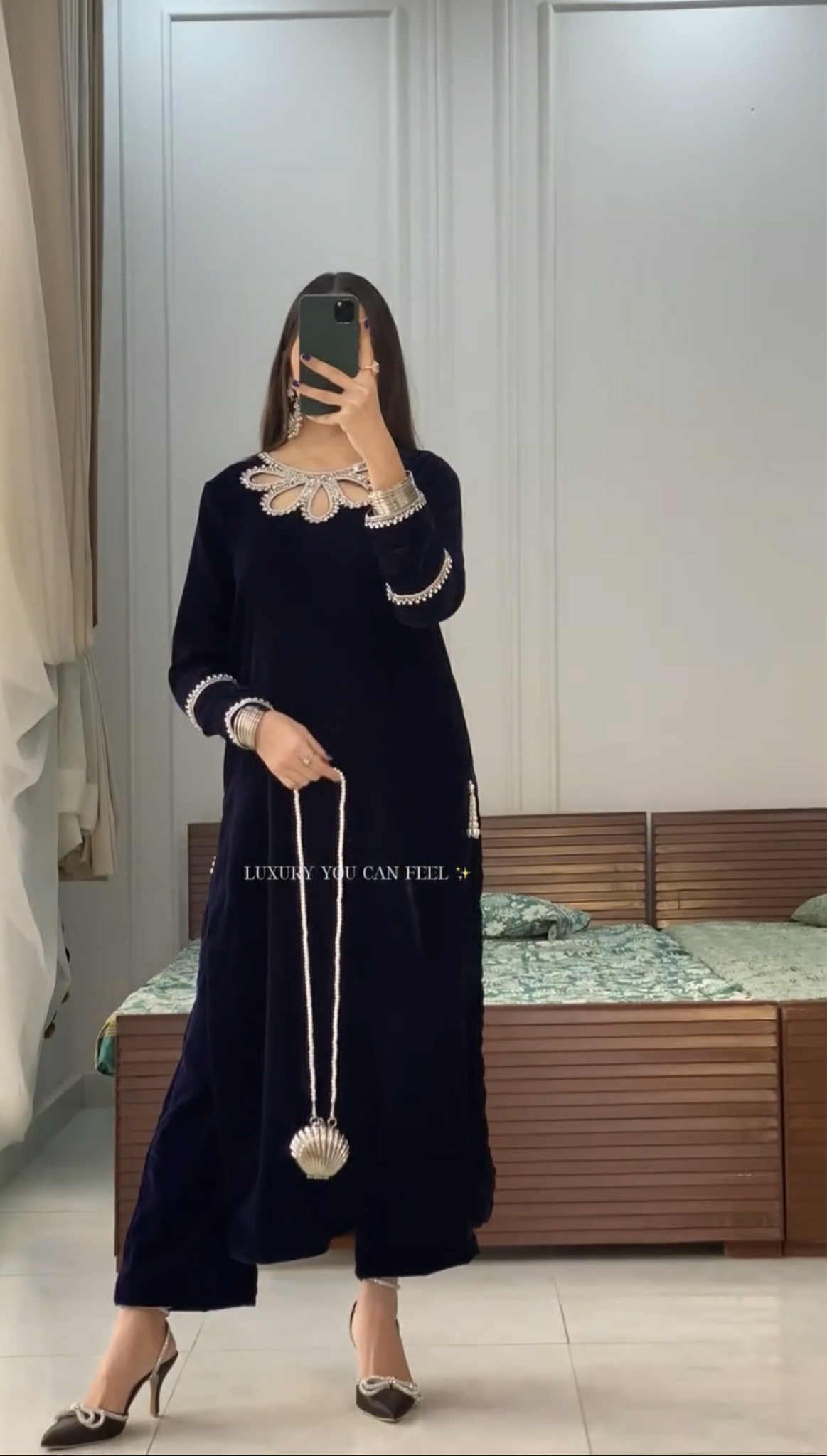 Sapphire Velvet Stitched 3 Pcs