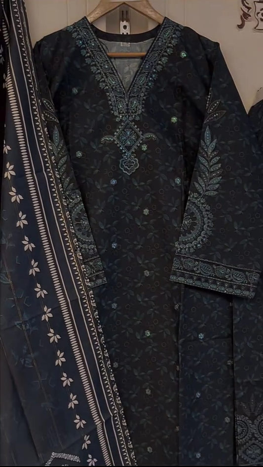 BLACK COLOR EMBROIDERED FANCY DRESS