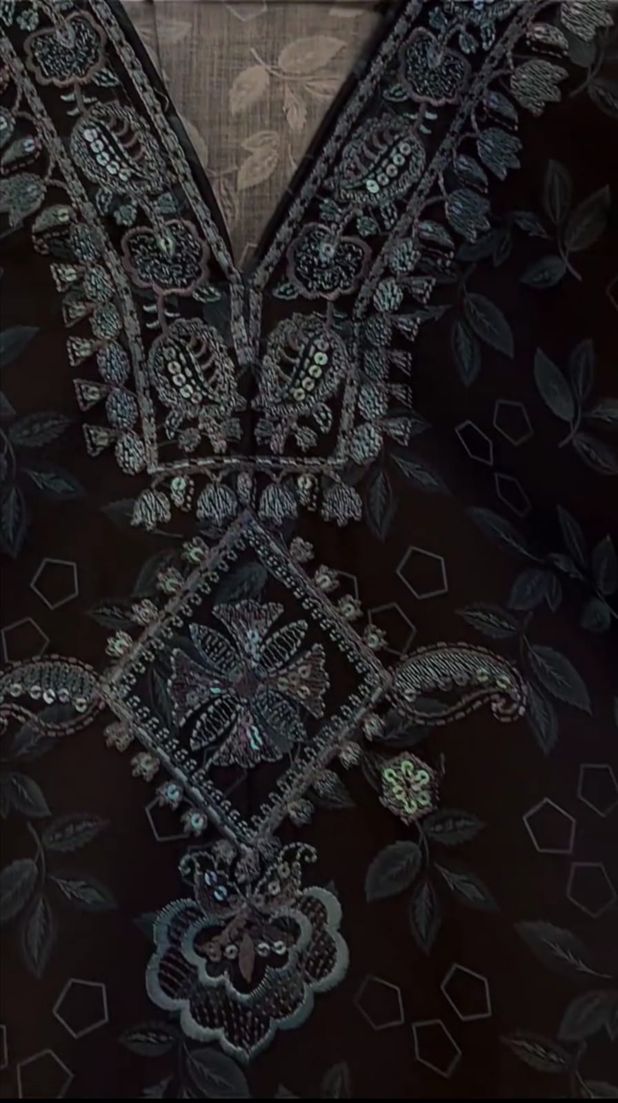 BLACK COLOR EMBROIDERED FANCY DRESS