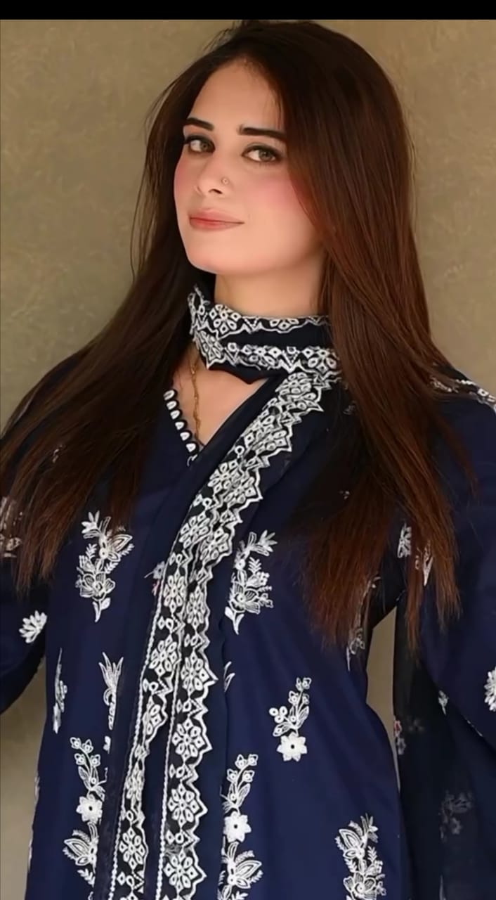DARK BLUE EMBROIDERED 3PC SUIT