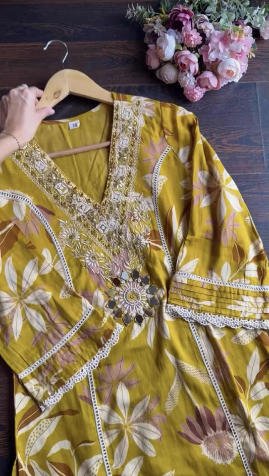 AATIKA YELLOW 3 PCS SUIT SET