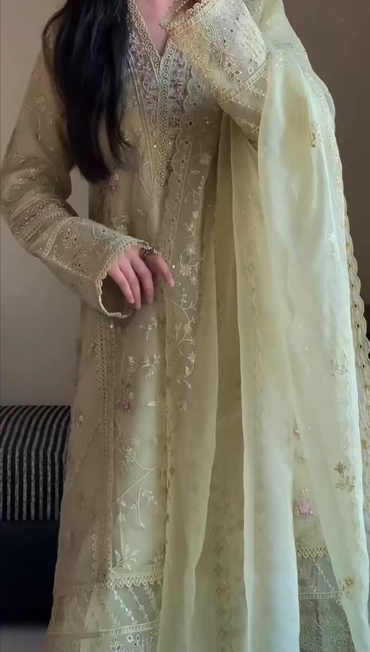 CREAM COLOR EMBROIDERED SUIT