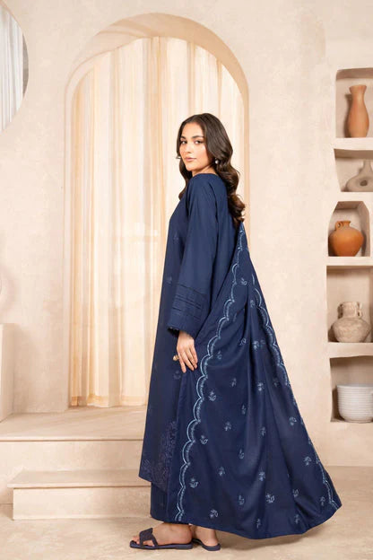 BLUE ARZU EMBROIDERED 3-PIECE WITH SHAWL Stitched Dress.