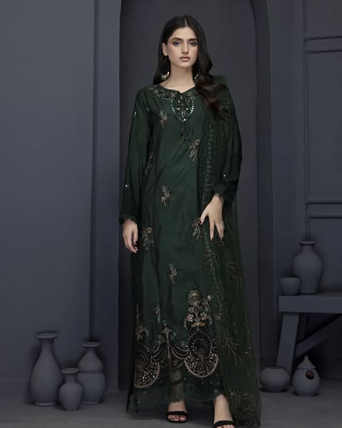 Bottle Green Stitched 3pc Suit