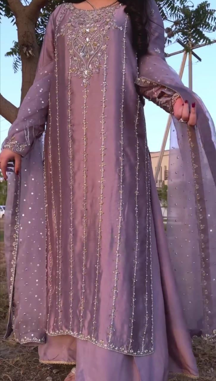 LILAC COLOR HEAVY EMBROIDERED SUIT