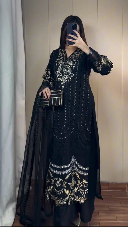 BLACK EMBROIDERED SUIT