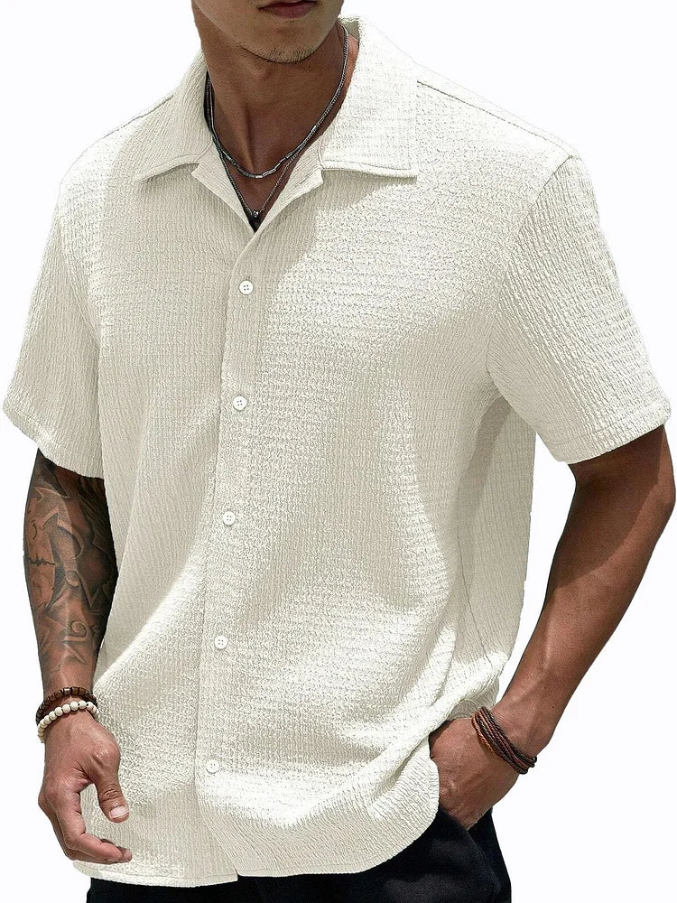 Men's Summer Simple Printed Short-sleeved Shirt