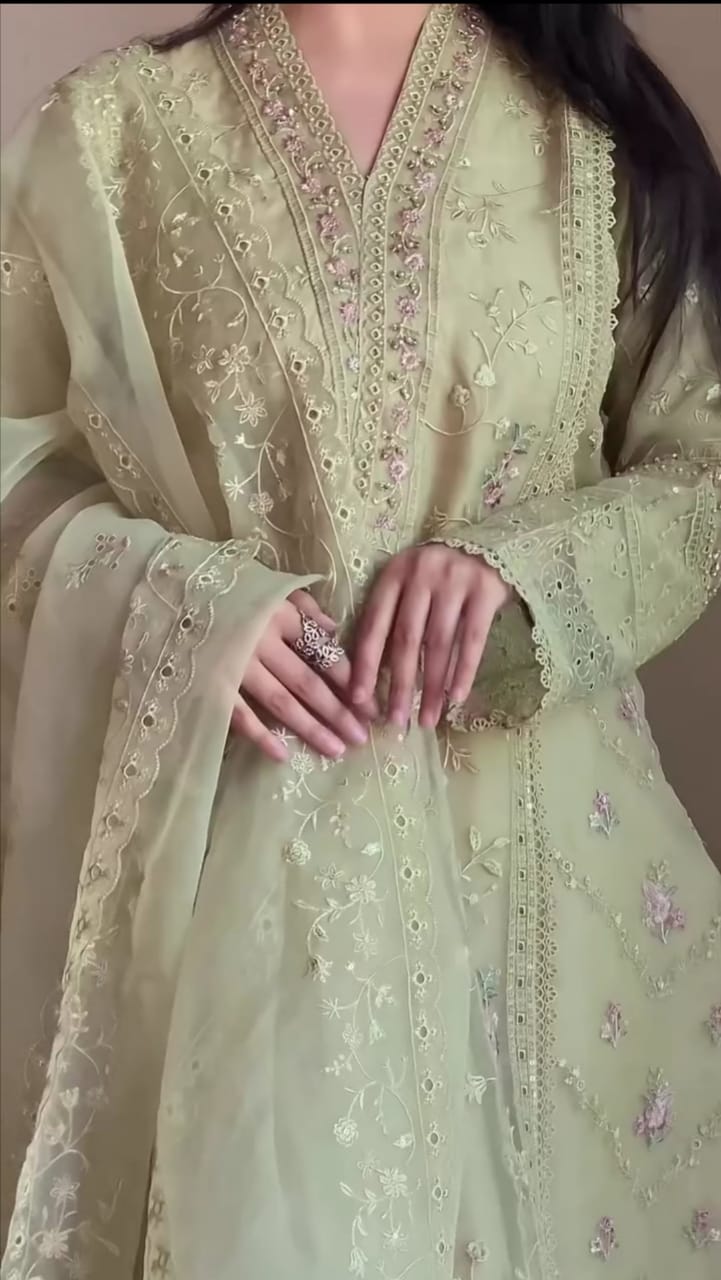 CREAM COLOR EMBROIDERED SUIT