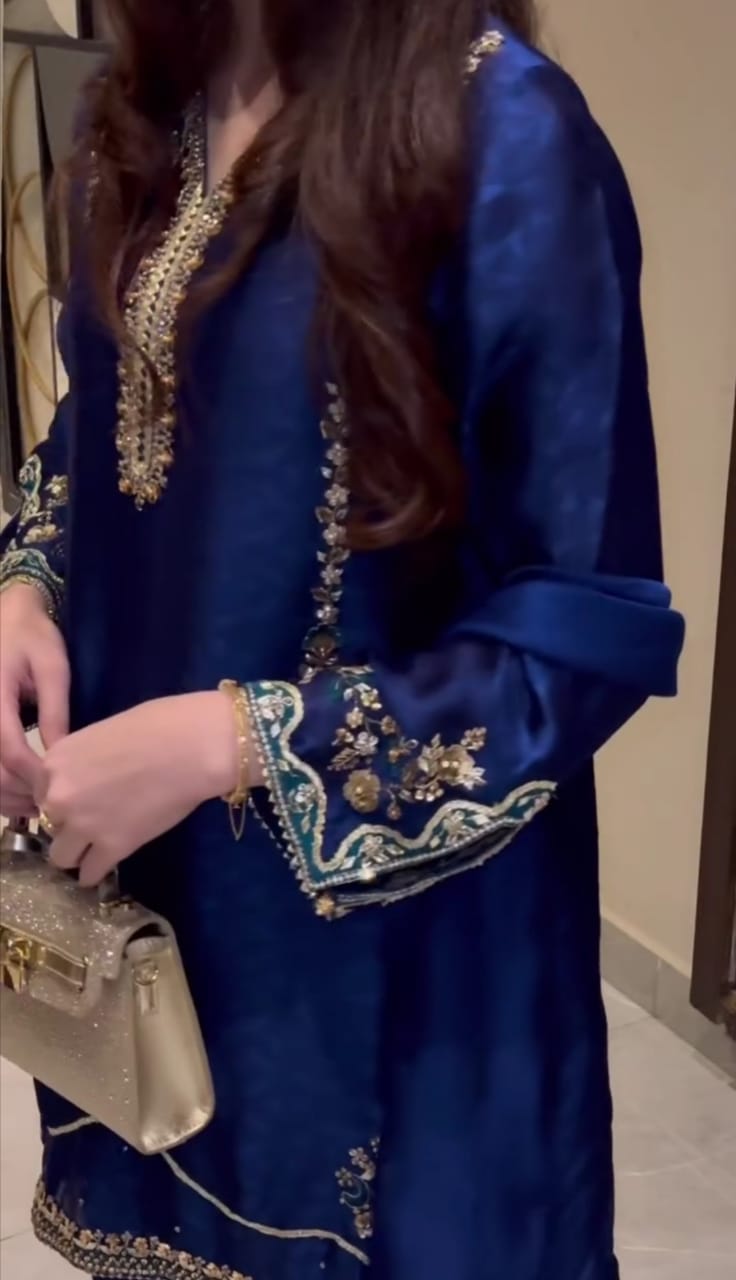 DARK BLUE HANDWORK EMBROIDERED SUIT