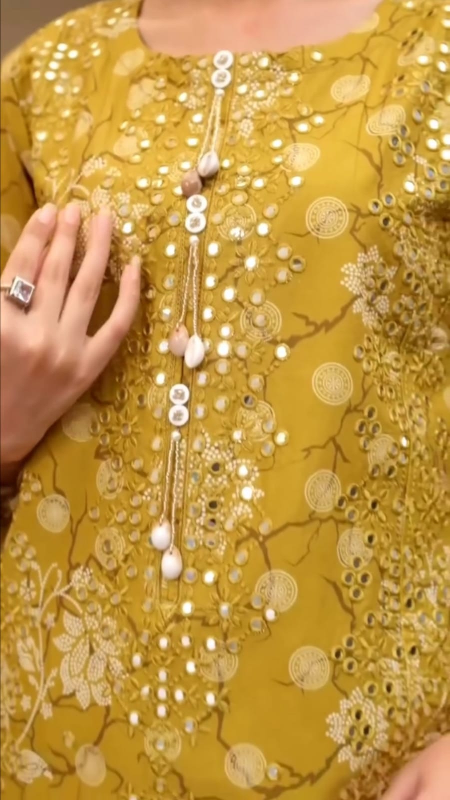 YELLOW EMBROIDERED 3PC SUIT