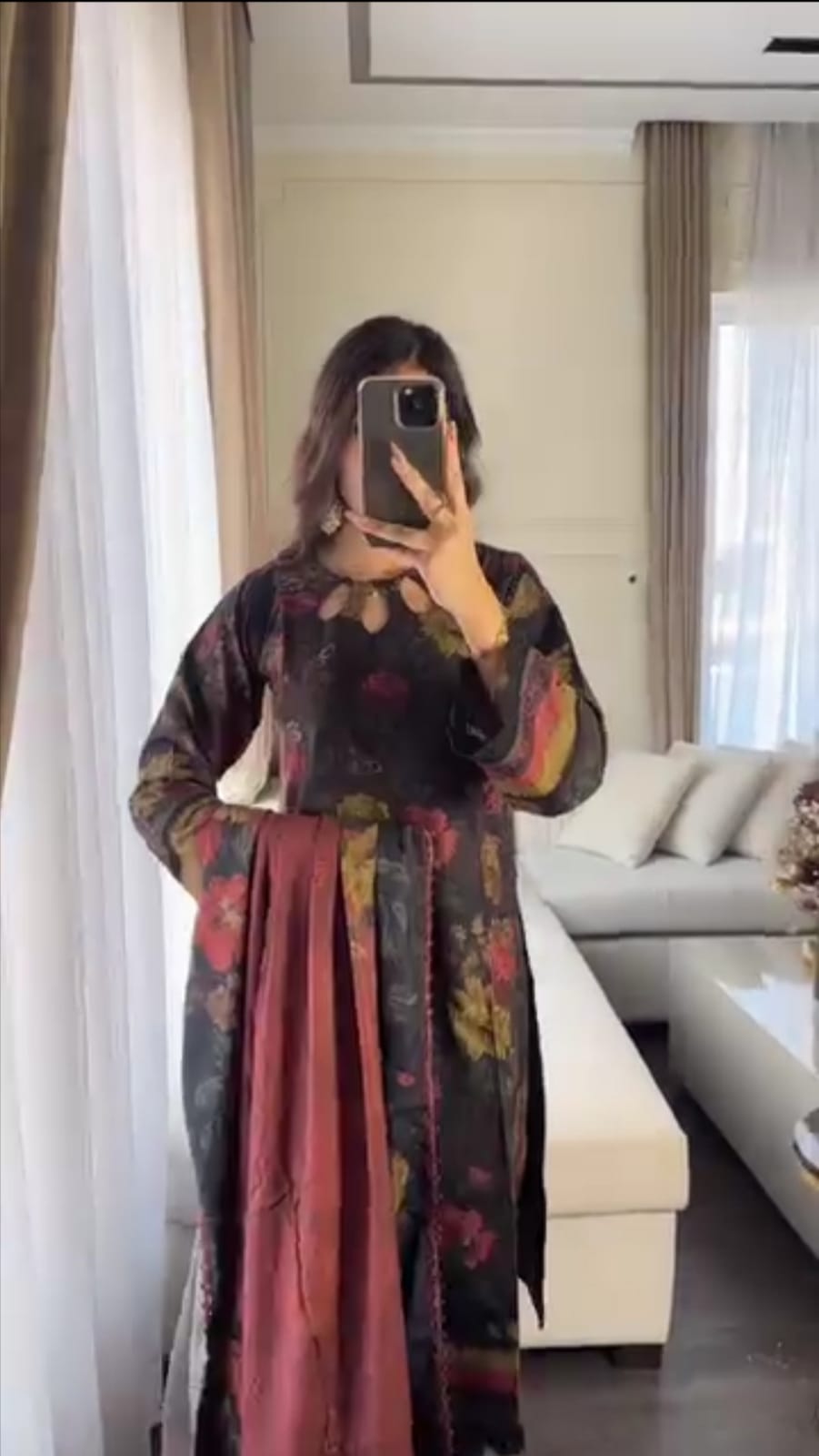 BLACK COLOR PRINTED 3PC SUIT