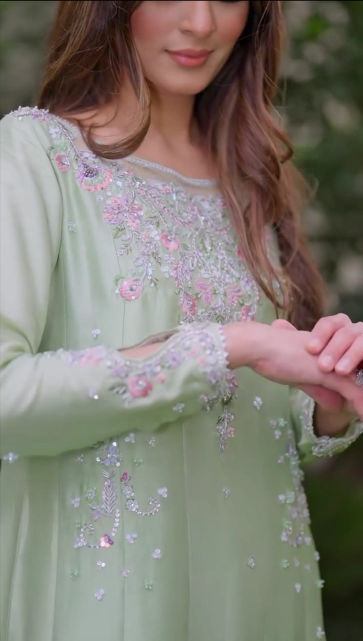 PISTA COLOR HEAVY EMBROIDERED HANDWORK 3PC SUIT