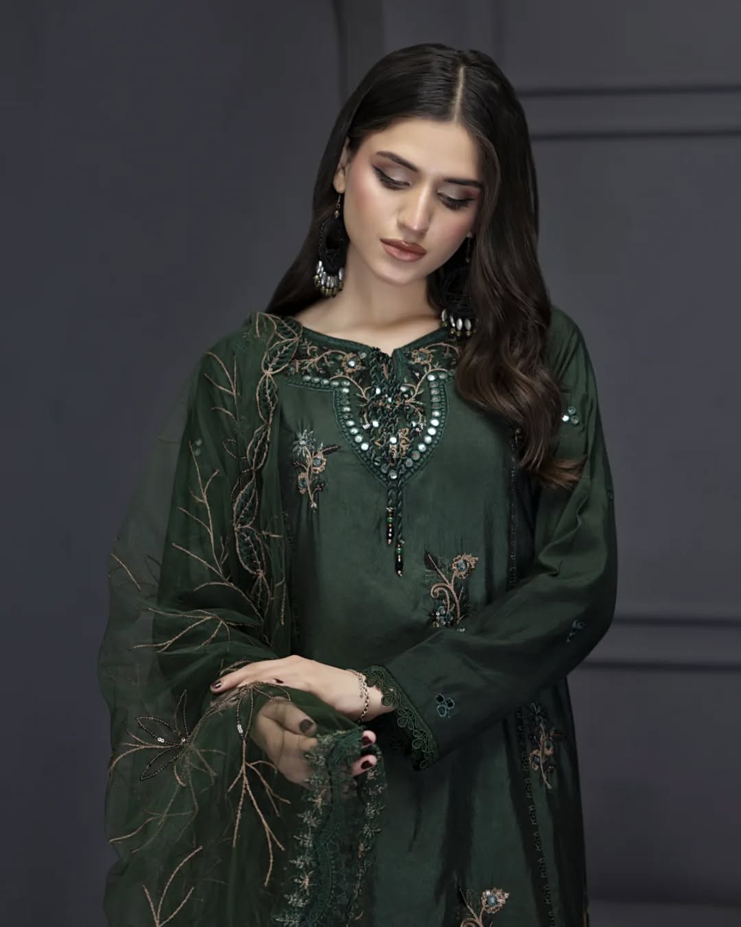 Bottle Green Stitched 3pc Suit