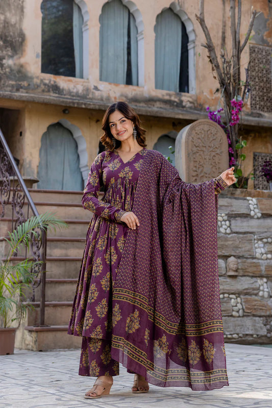 Roshni Purple Printed Suit Set