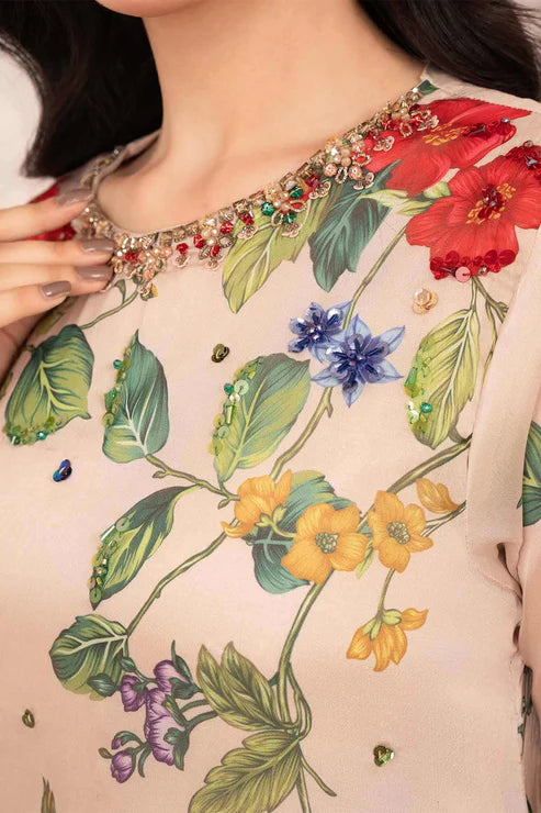 Stitch Vibes Beige Silk Dress