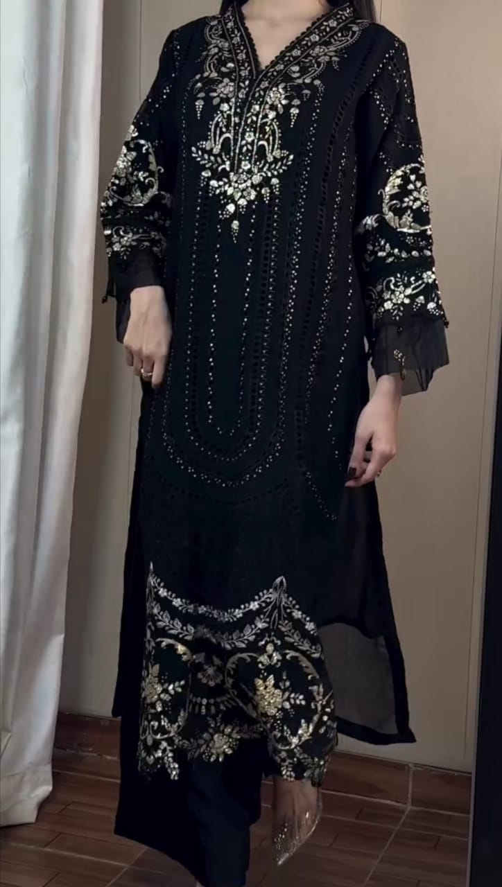 BLACK EMBROIDERED SUIT