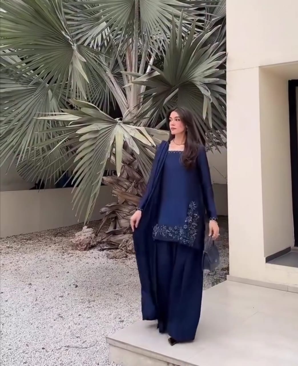 SILK BLUE EMBROIDERED 3PC SUIT