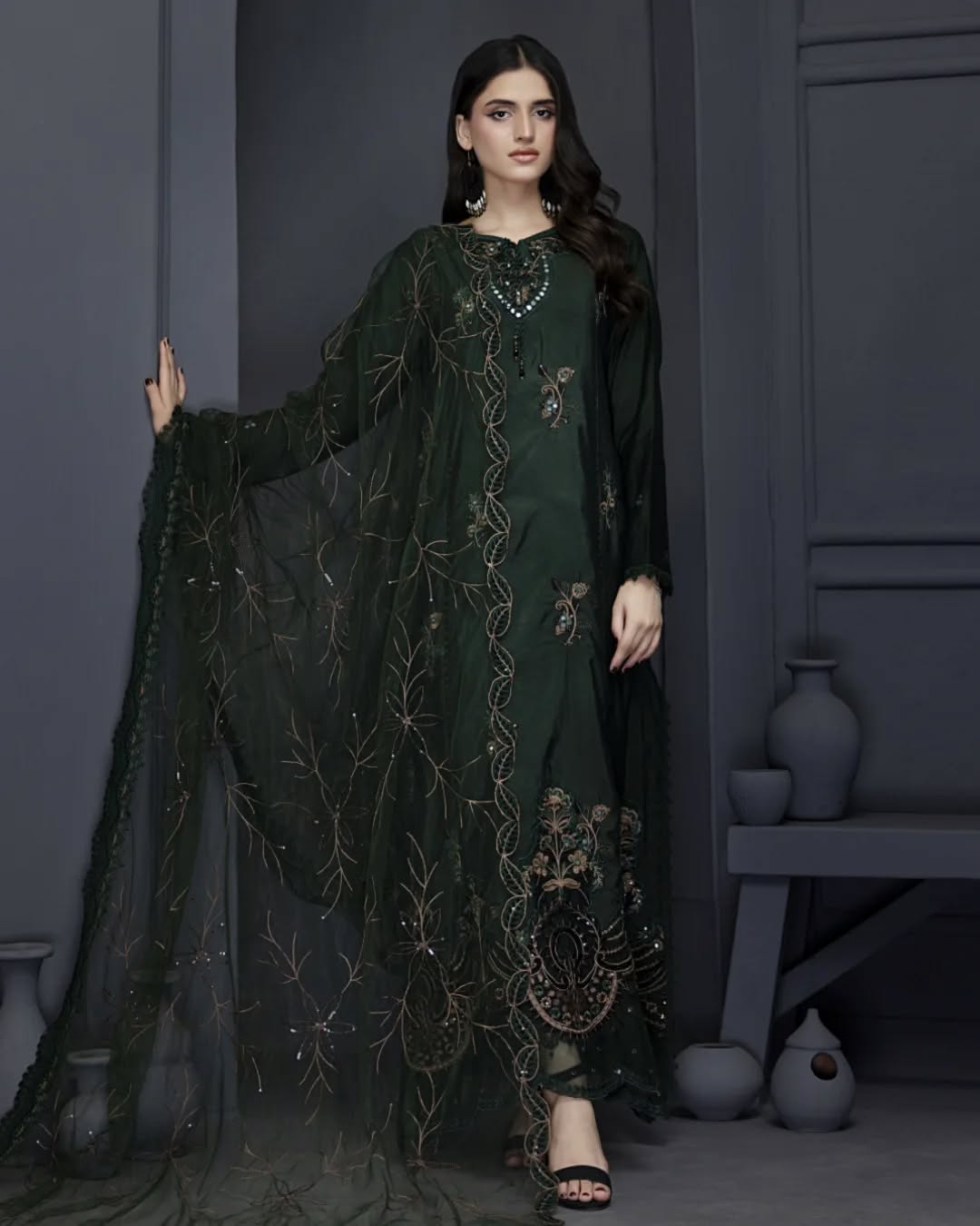 Bottle Green Stitched 3pc Suit