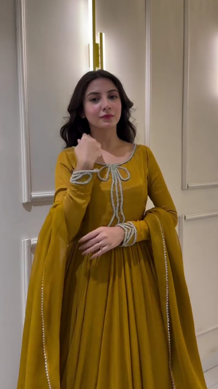 YELLOW EMBROIDERED 3PC SUIT