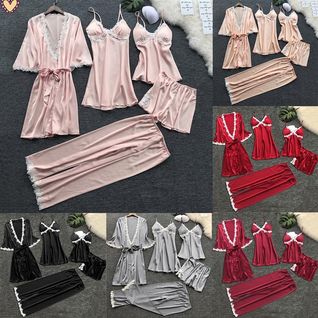 5-Piece Silk Night Dress Set for Women