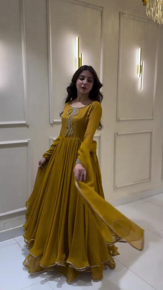 YELLOW EMBROIDERED 3PC SUIT