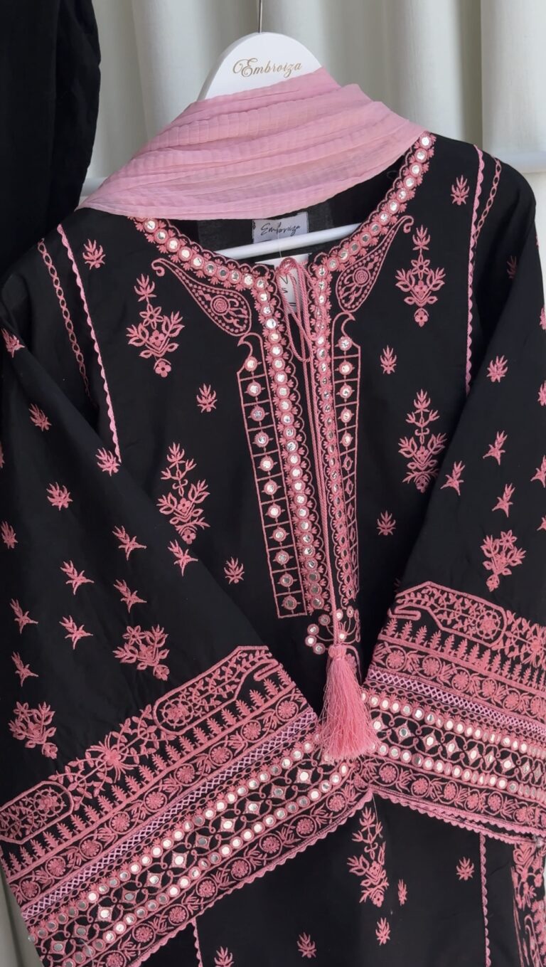 Beautiful Embroidered Dori Neck Dress