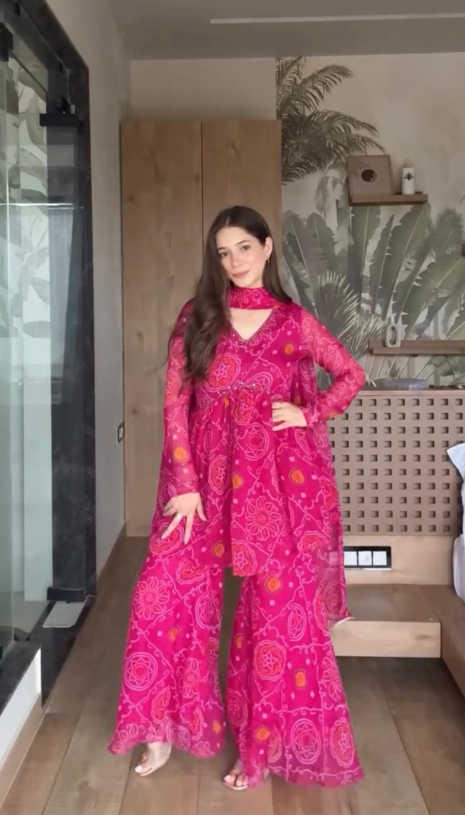 Pure Chiffon Shara Set with Hand Work