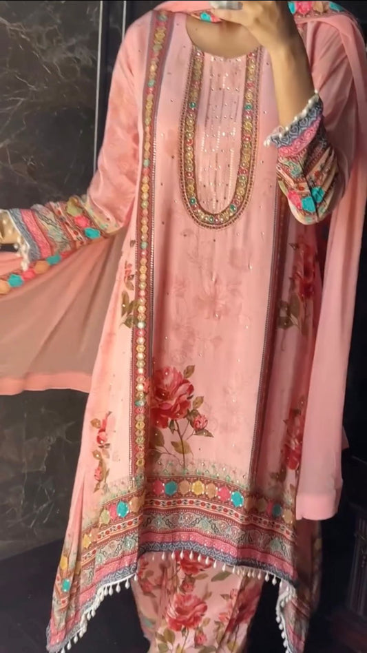 Zareen Women Embroidered 3pc Dress