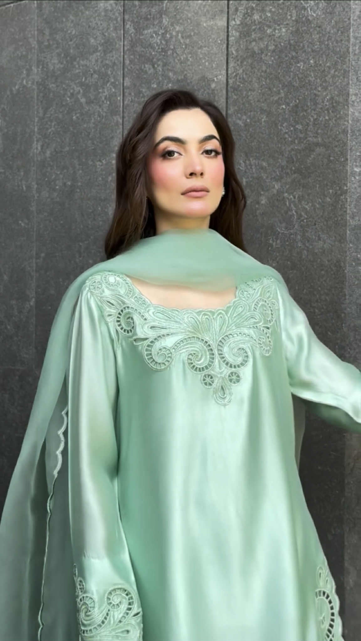 Kohinoor Pistachio Embroidered Dress