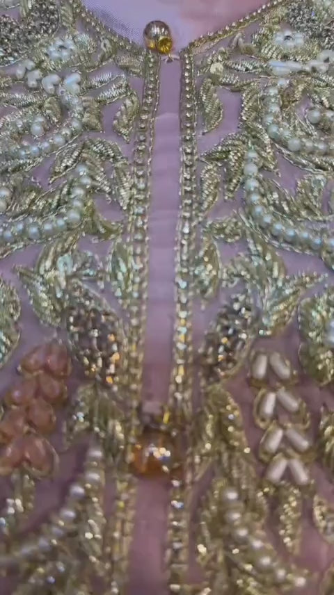 LILAC COLOR HEAVY EMBROIDERED HANDWORK 3PC SUIT