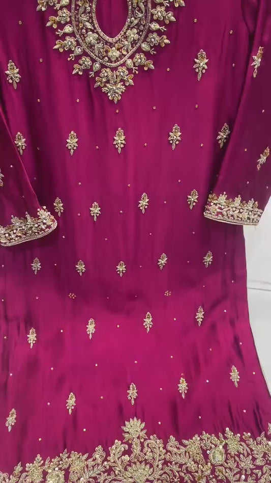 PINK COLOR HEAVY EMBROIDERED 3PC SUIT