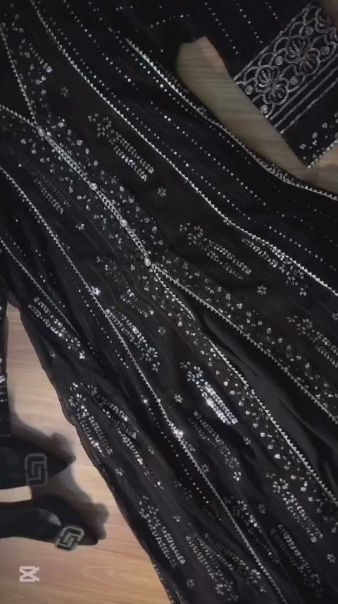 BLACK COLOR EMBROIDERED 3PC SUIT