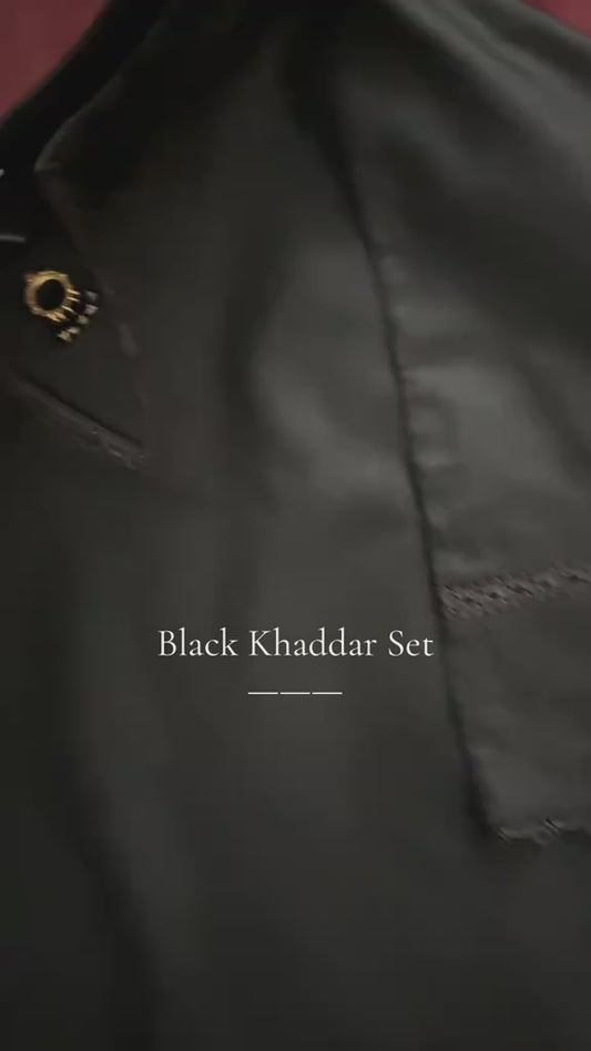 BLACK KHADDAR 3PC SUIT
