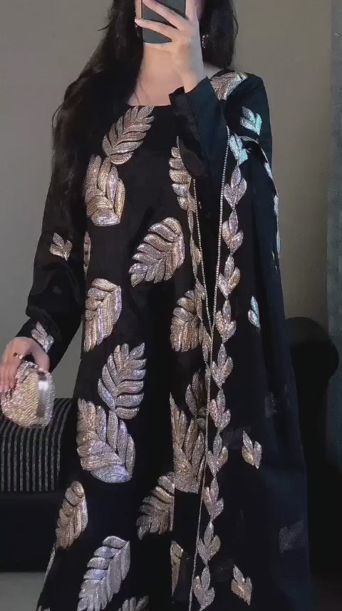 BLACK 3PC SUIT WITH SILVER EMBROIDERY