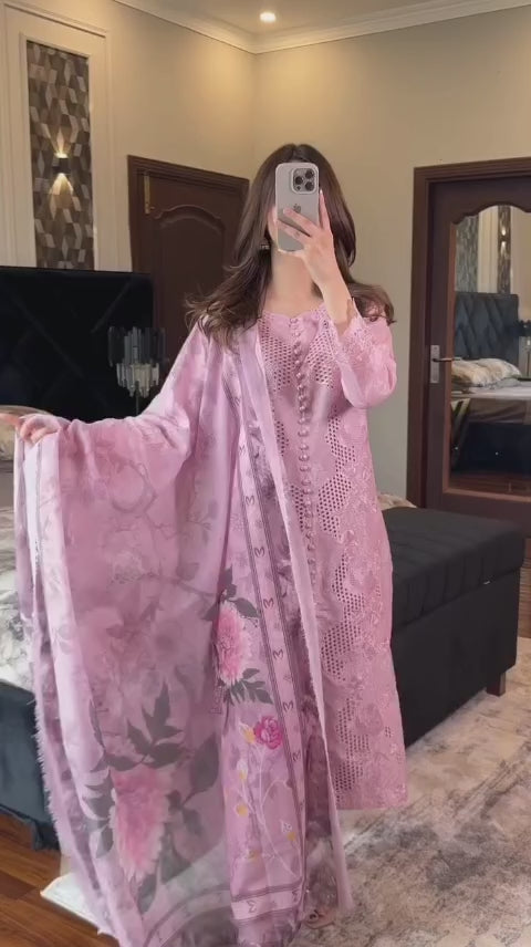 LILAC COLOR BEAUTIFUL EMBROIDERED 3PC SUIT