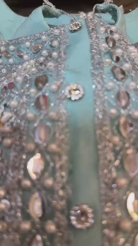 LIGHT BLUE HEAVY EMBROIDERED HANDWORK 3PC SUIT