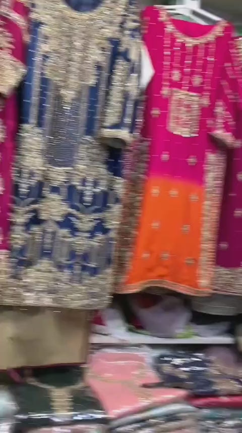 BLUE HEAVY EMBROIDERED HANDWORK FROCK