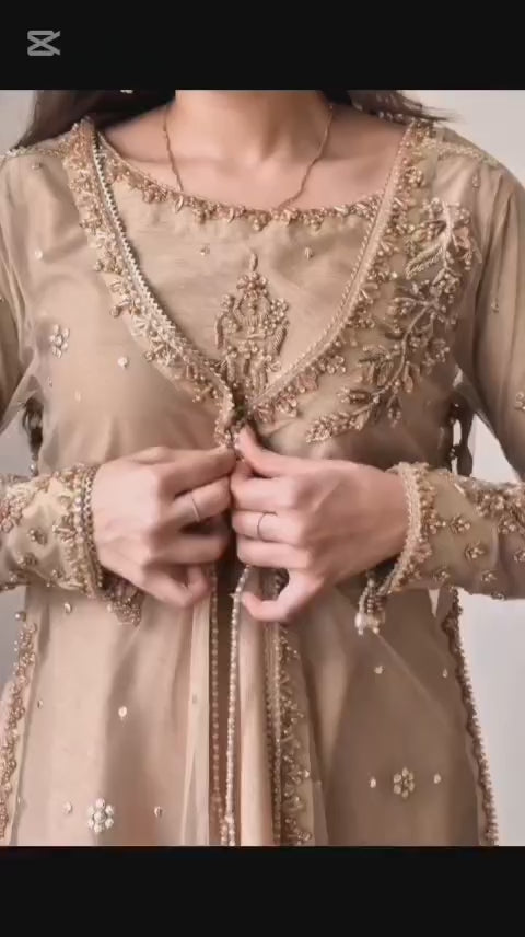 PEACH COLOR BEAUTIFUL HANDWORK EMBROIDERED 3PC SUIT