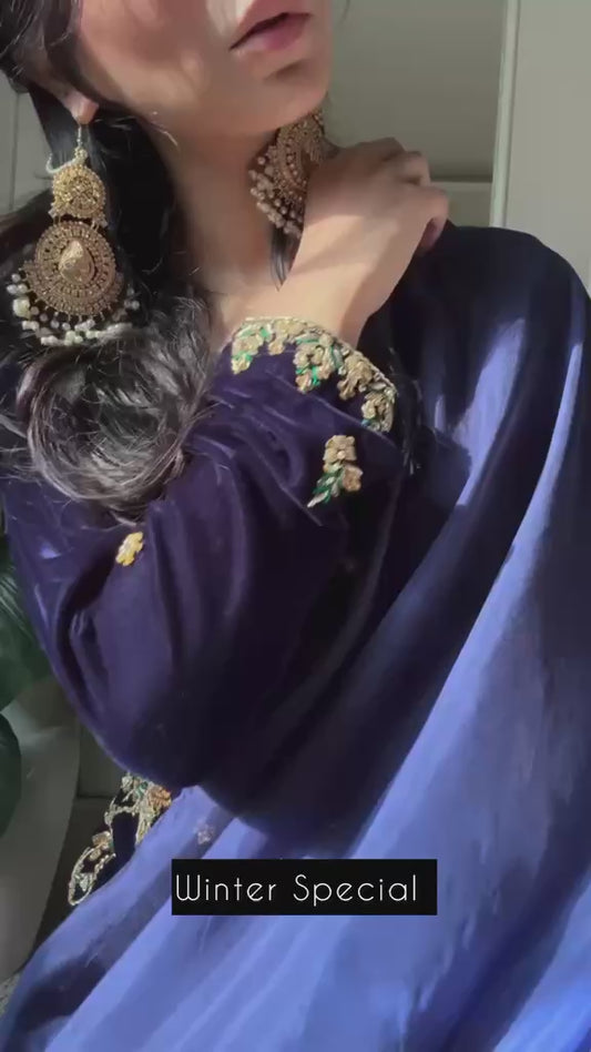 Blue Winter Festive Embroidered Dress