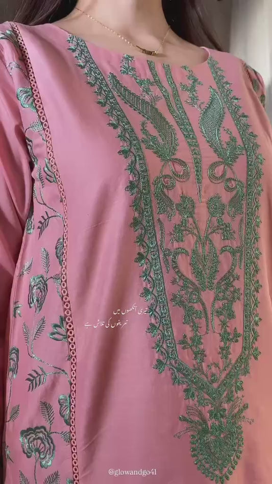 Pink Embroidered 3Pcs Stitched Dress