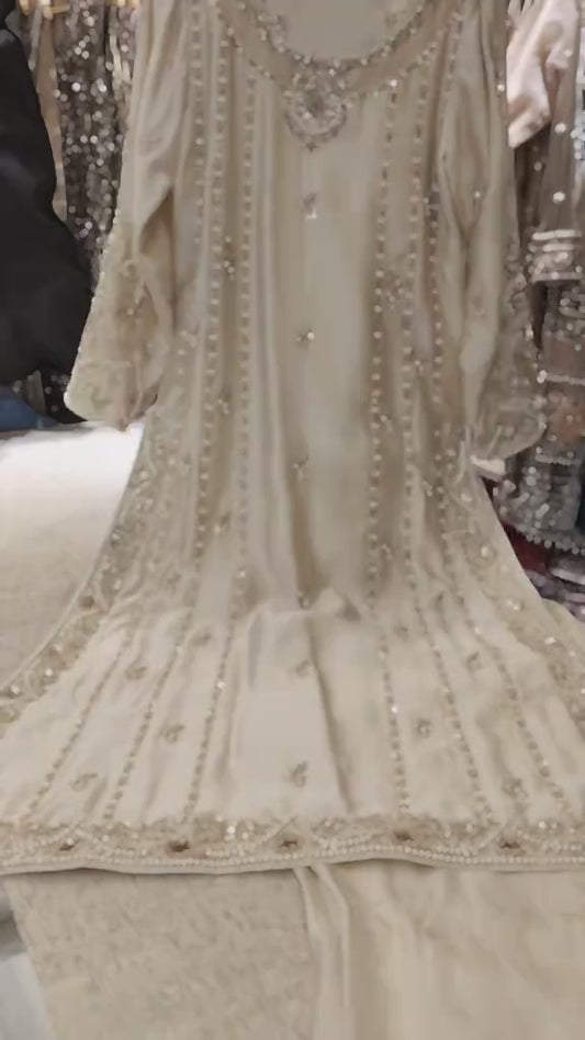 WHITE COLOR EMBROIDERED FROCK