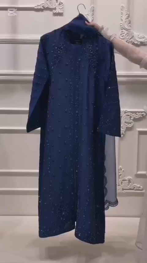DARK BLUE EMBROIDERED 3PC SUIT