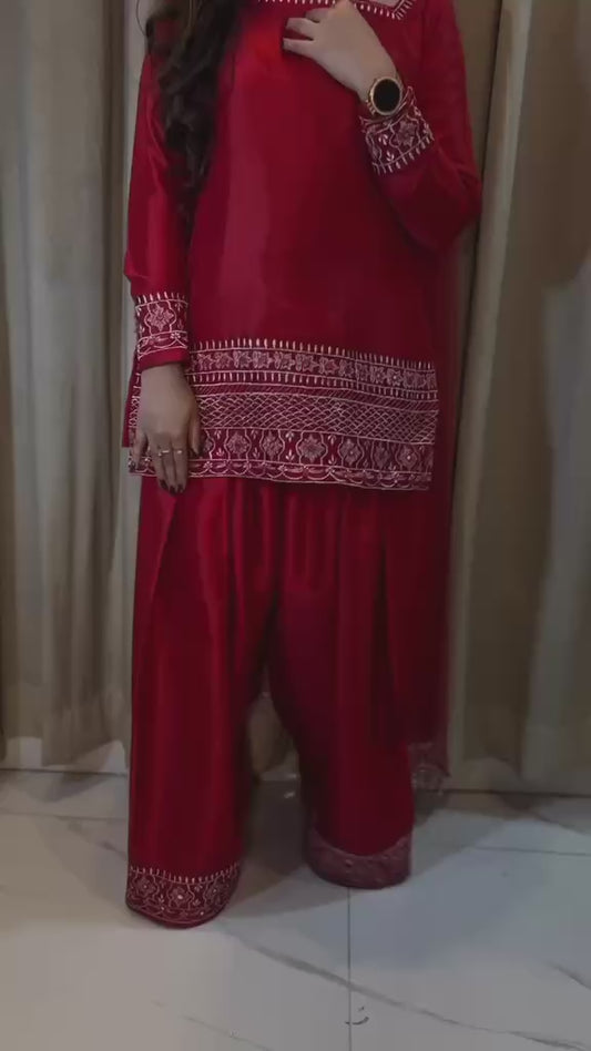 Embroidered Stitched 3 Pcs Dress